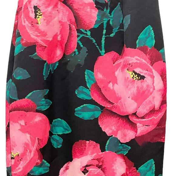 NWT Trina Turk Sleeveless Floral Midi Dress Pink Red Black Size 0 Wedding Guest - Picture 9 of 15